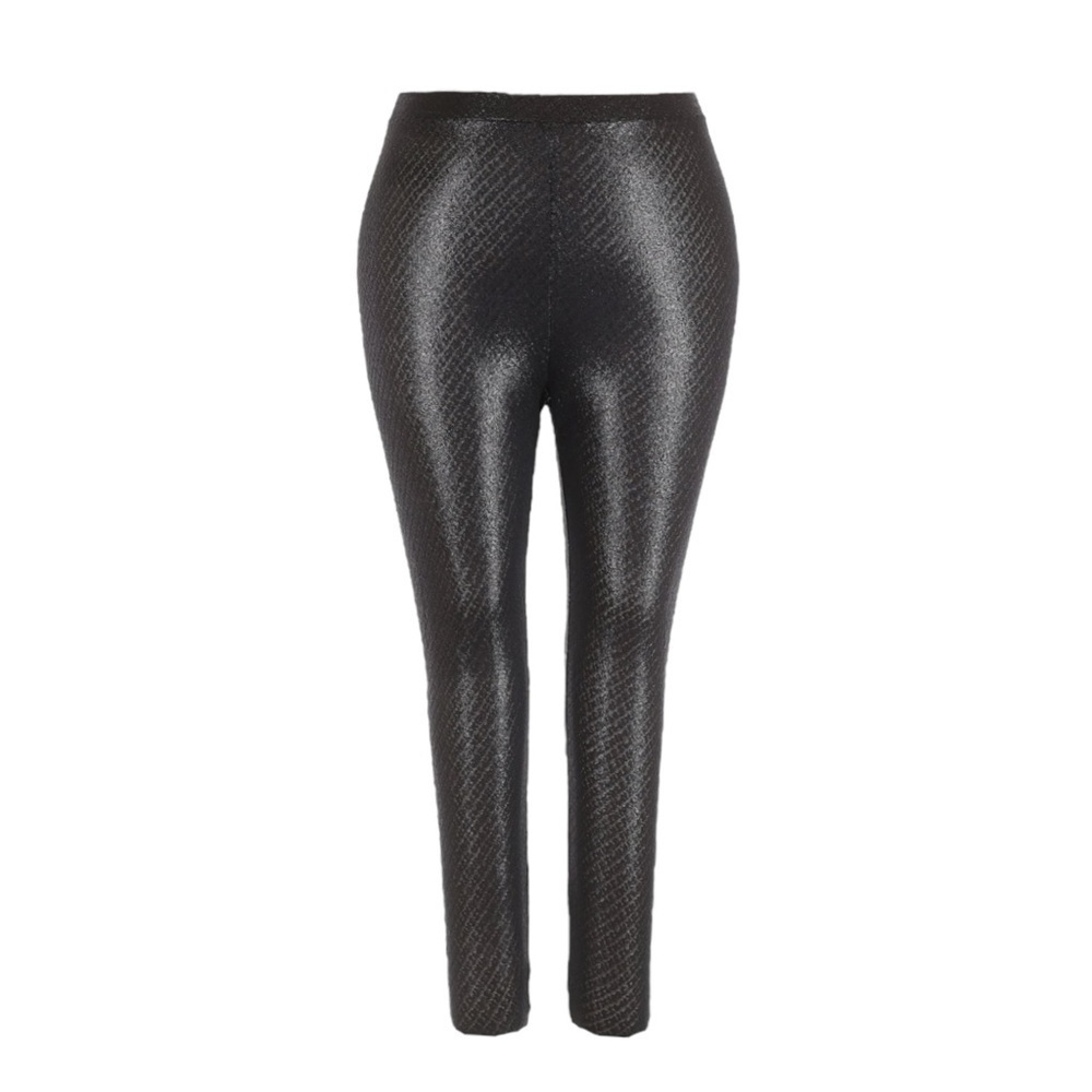 SKIMS Logo Mesh Foil Leggings Black Plus 4X Metallic Faux Leather High Waist NWT